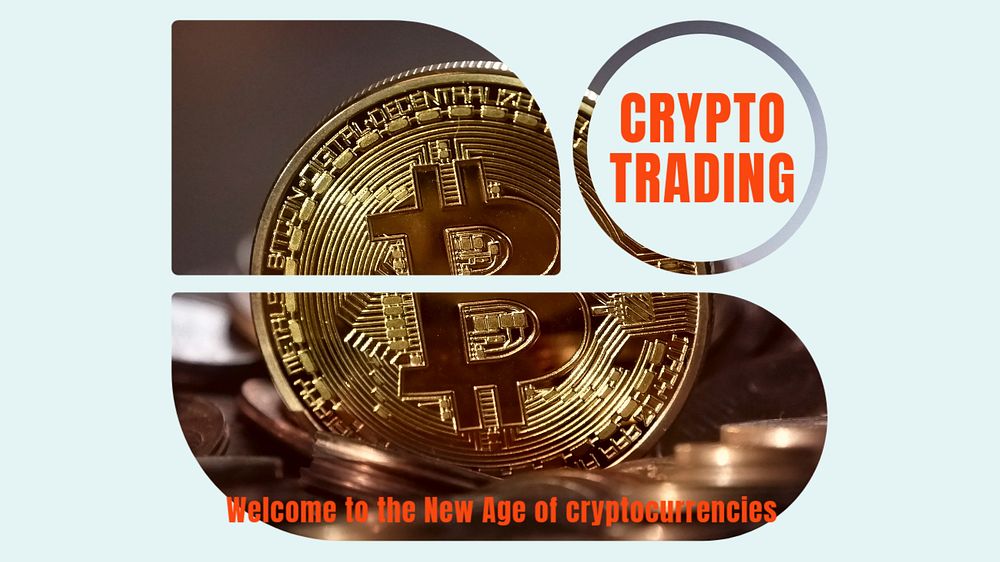 Crypto trading blog banner template, editable text & design