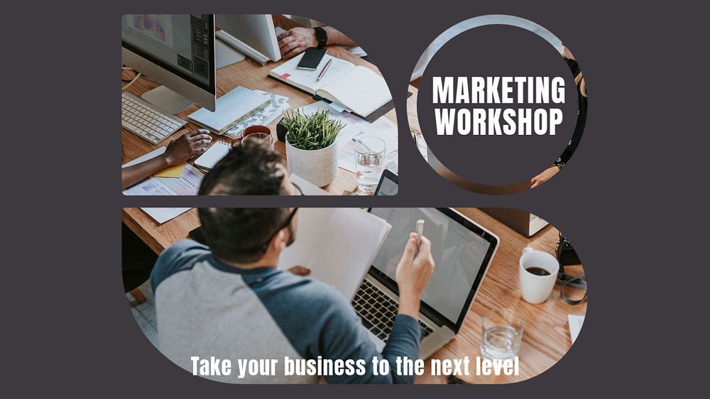 Marketing workshop blog banner template, editable text & design