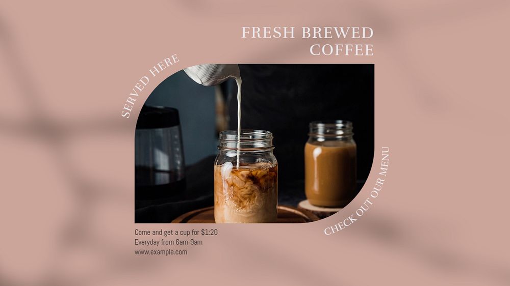 Fresh coffee blog banner template, editable design