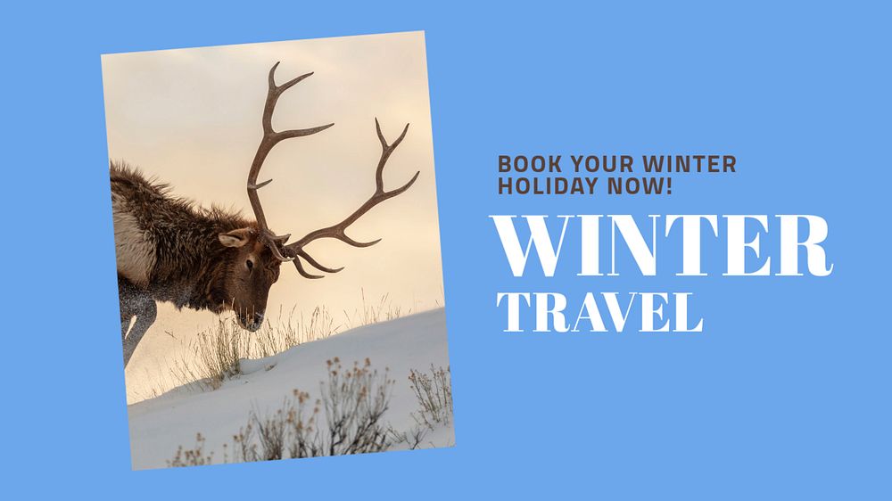 Winter travel blog banner template, editable text & design