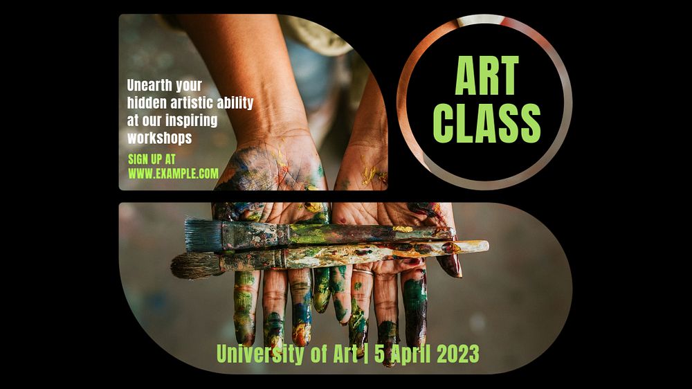 Art class blog banner template, editable text & design