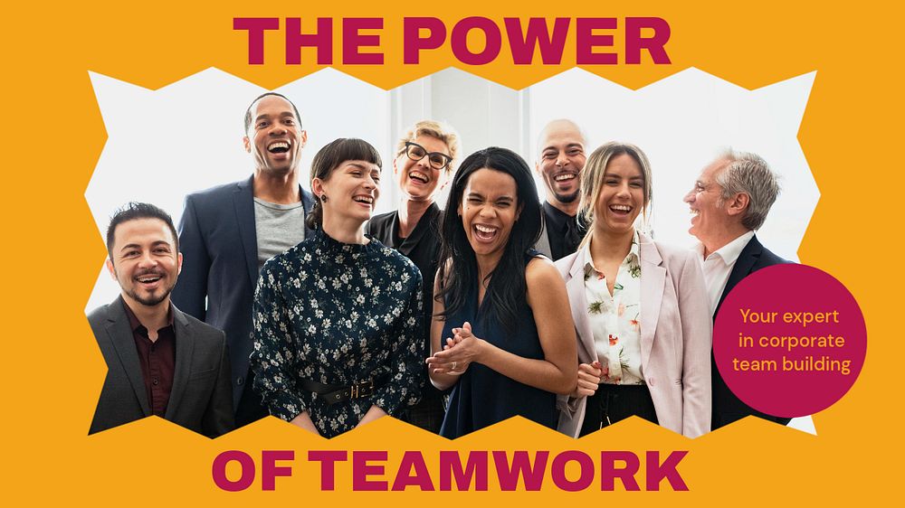 Power of teamwork blog banner template, editable text & design