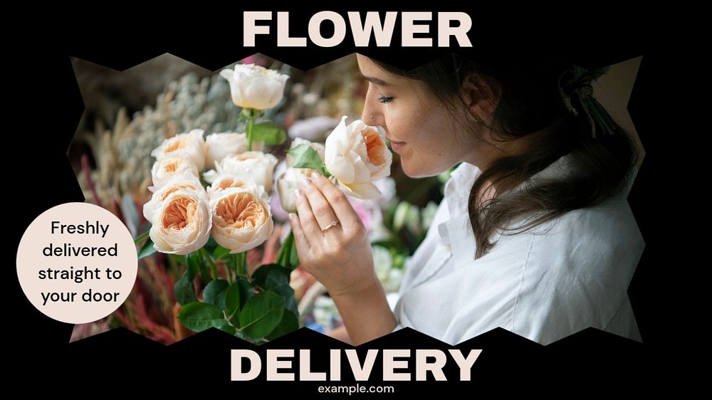 Flower delivery blog banner template, editable text & design