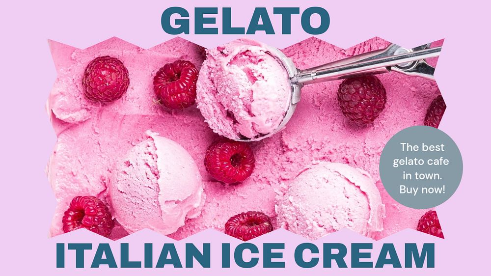 Gelato ice cream blog banner template, editable text & design