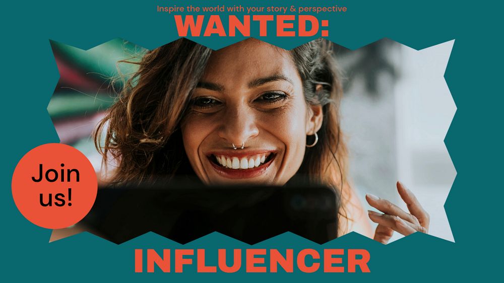 Influencer hiring blog banner template, editable text & design