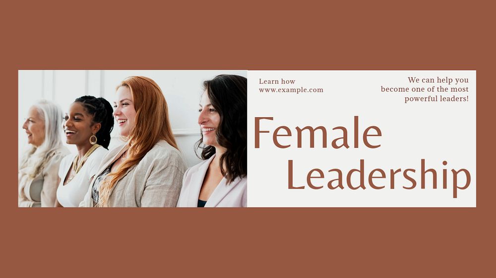 Female leadership Facebook cover template, editable design