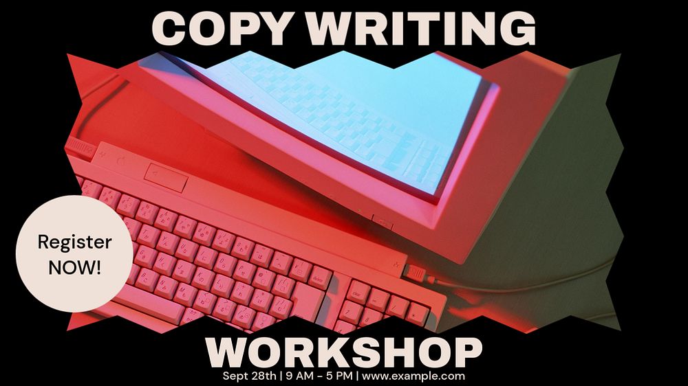 Copywriting workshop blog banner template, editable text & design