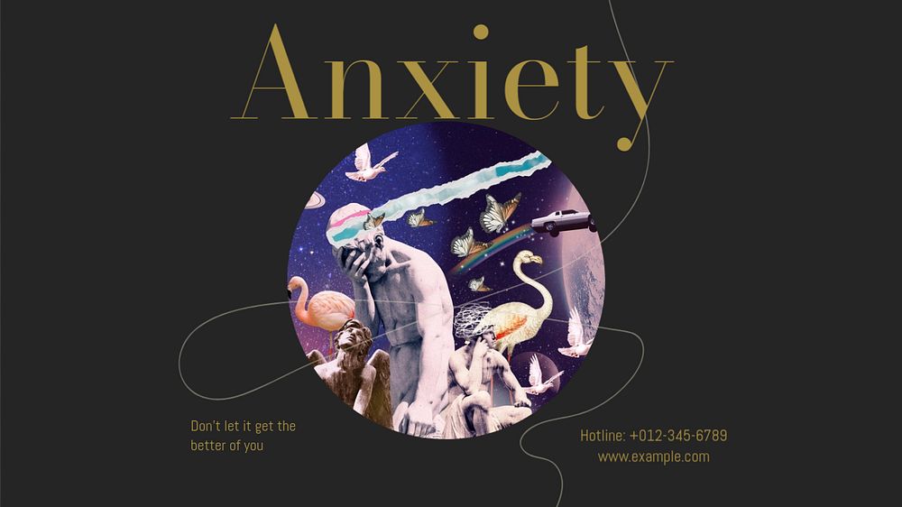 Anxiety hotline blog banner template, editable design