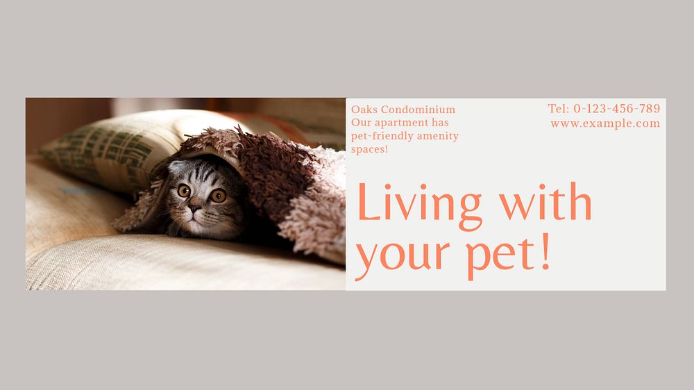 Pet-friendly apartment Facebook cover template, editable design