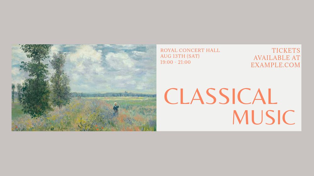 Classical music concert Facebook cover template, editable design