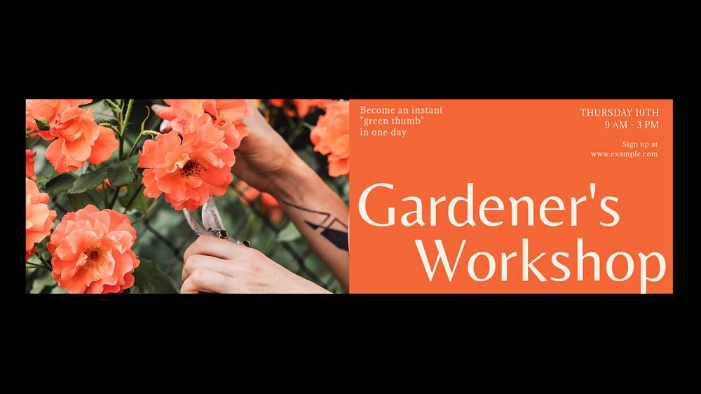 Gardener's workshop Facebook cover template, editable design