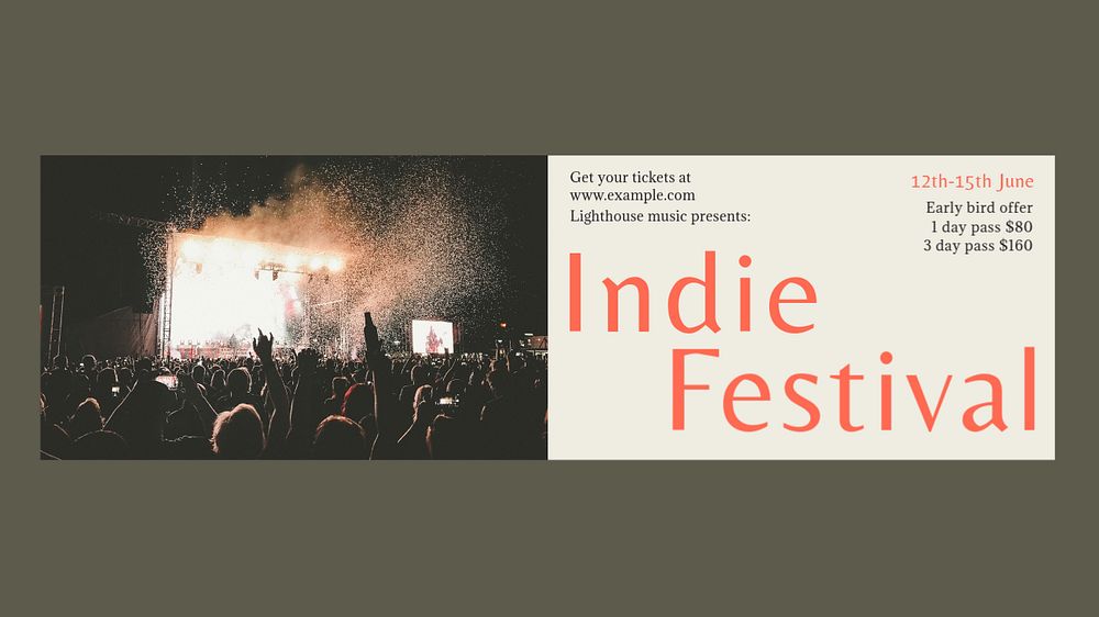 Indie festival Facebook cover template, editable design