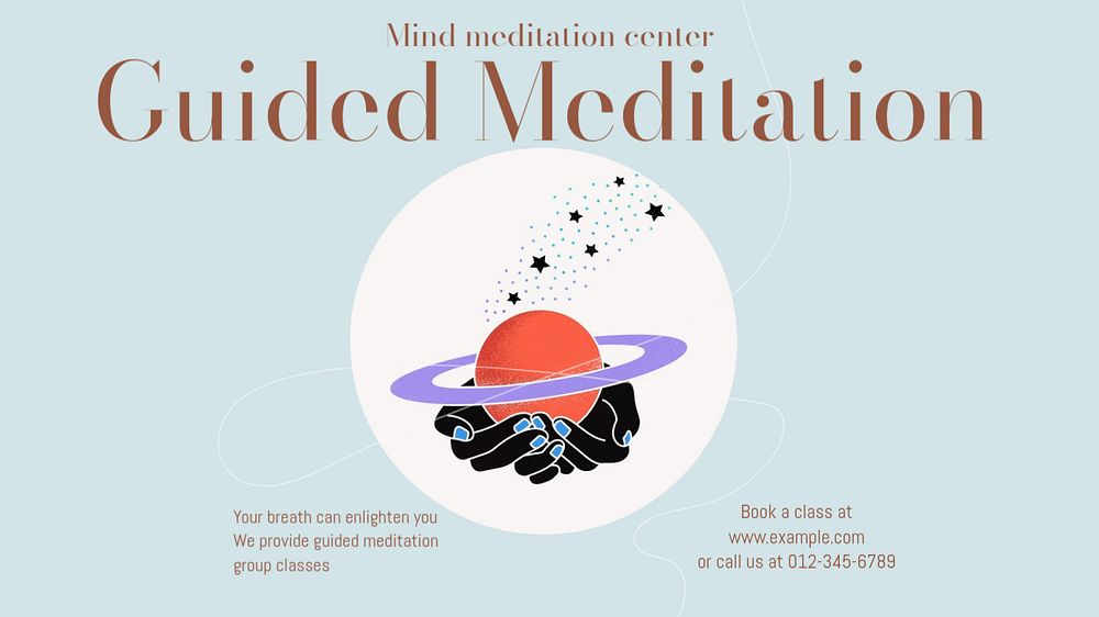 Guided meditation blog banner template, editable design