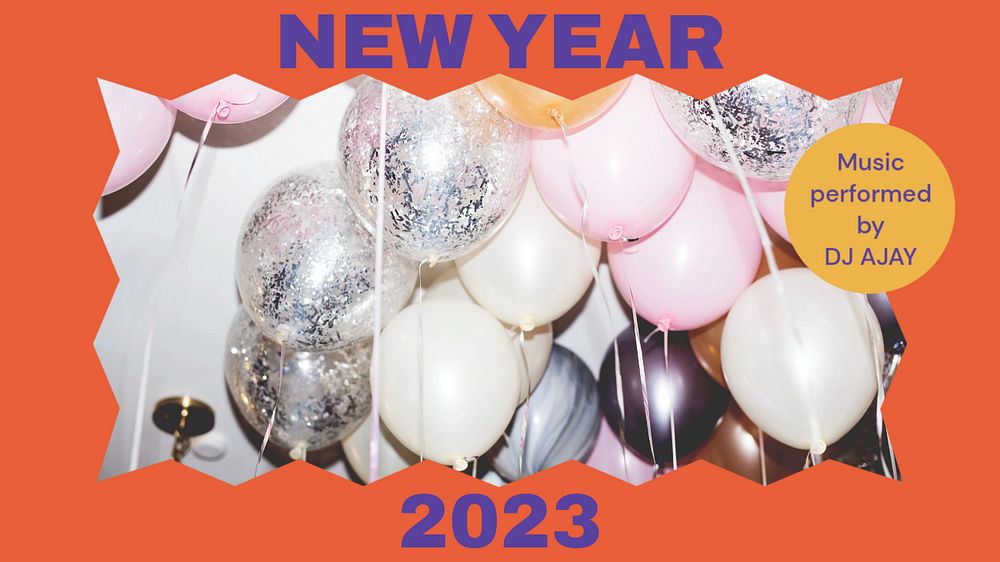 New year party blog banner template, editable text & design