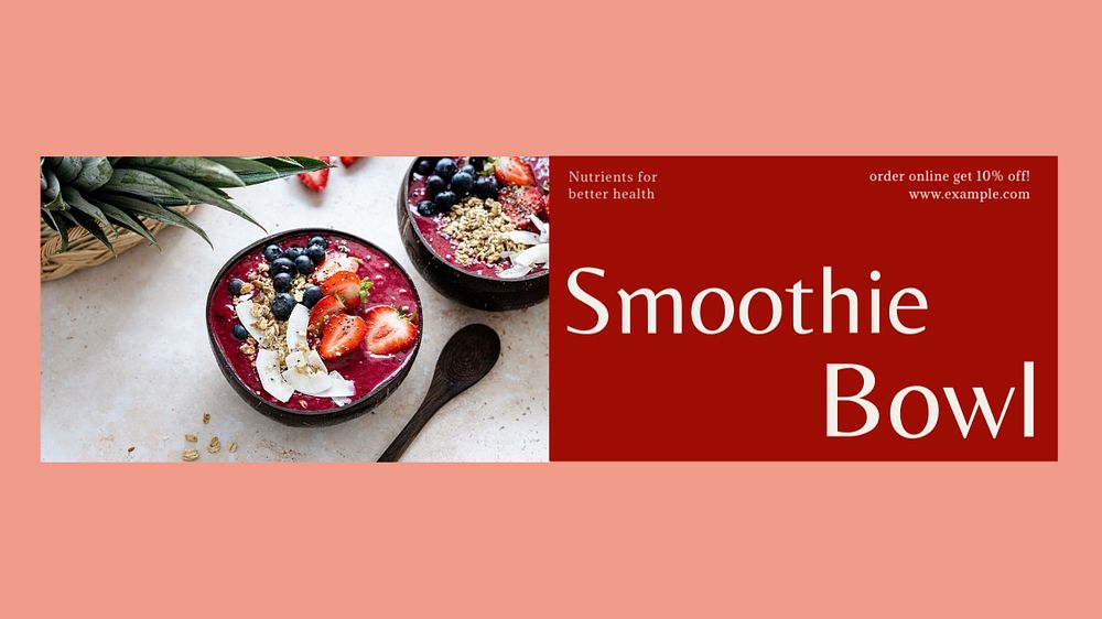 Smoothie bowl Facebook cover template, editable design