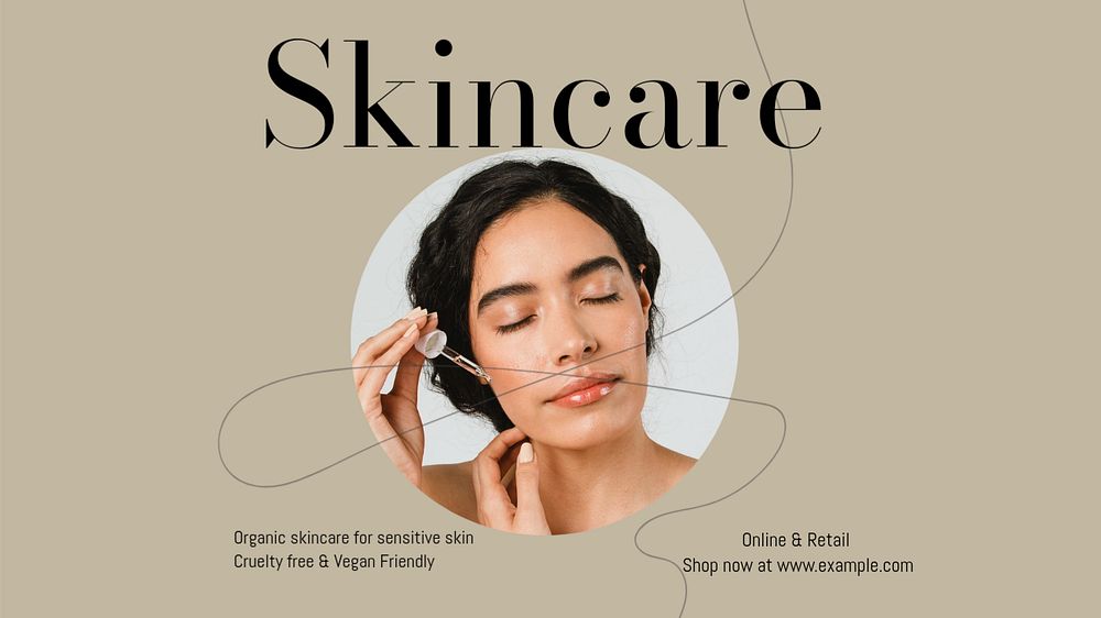 Organic skincare blog banner template, editable design