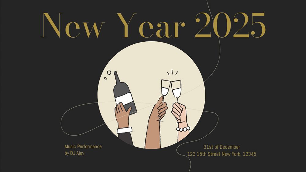 New year party blog banner template, editable design