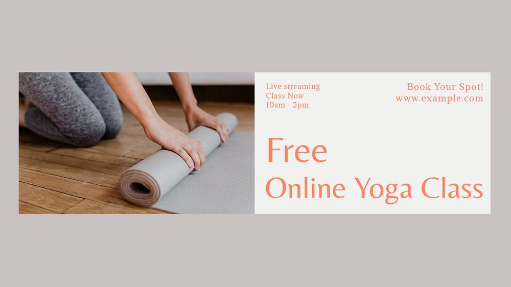 Online yoga class Facebook cover template, editable design