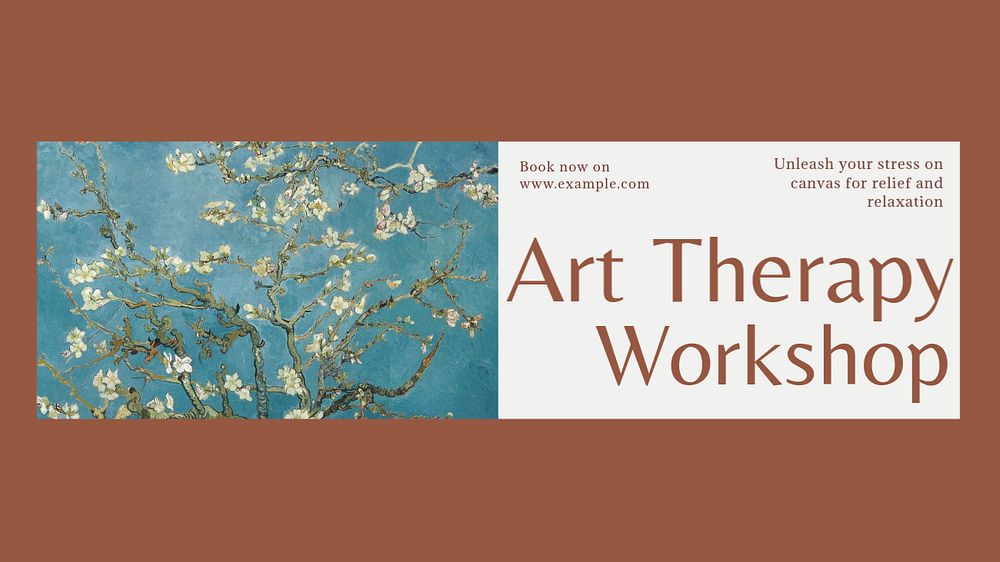 Art therapy workshop Facebook cover template, editable design