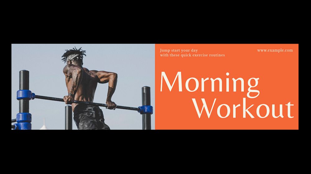 Morning workout routine Facebook cover template, editable design