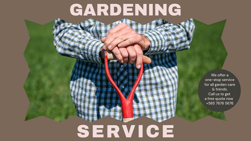 Gardening service blog banner template, editable text & design