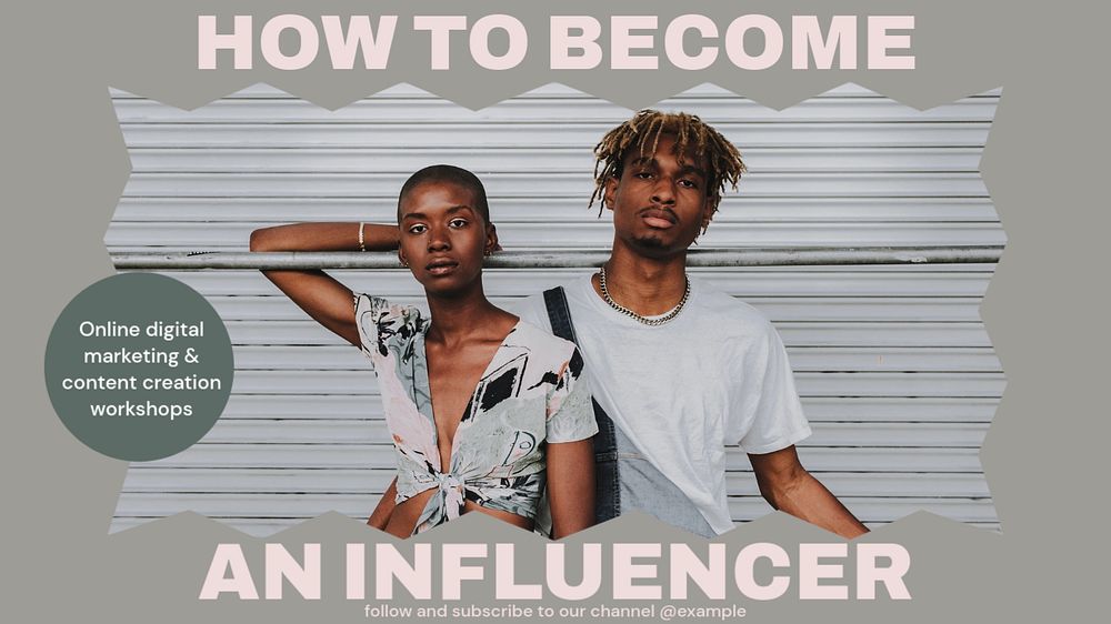 Become an influencer blog banner template, editable text & design