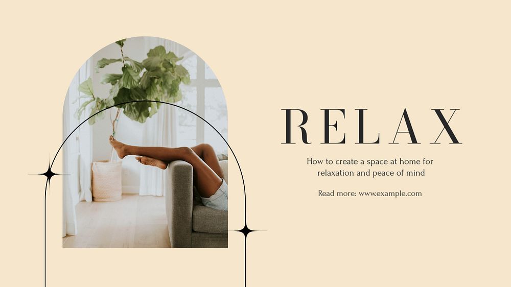 Relax at home blog banner template, editable design