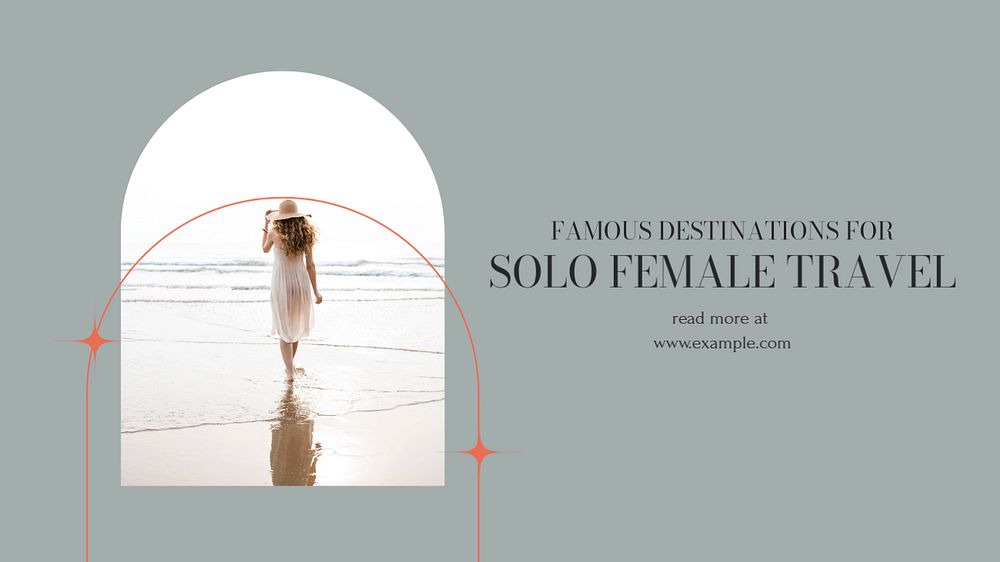 Female travel blog banner template, editable design