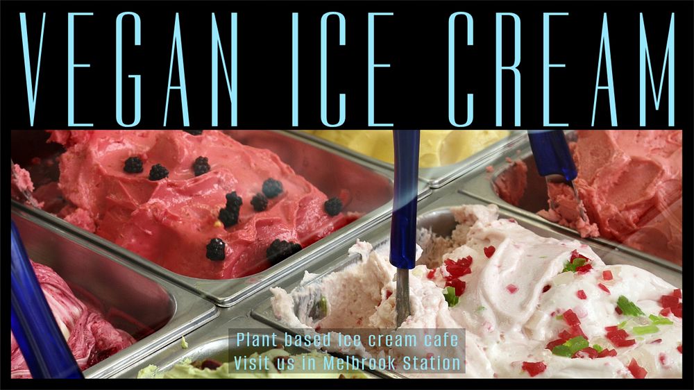 Vegan ice cream blog banner template, editable text & design