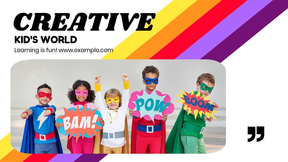 Creative kid blog banner template, editable text & design