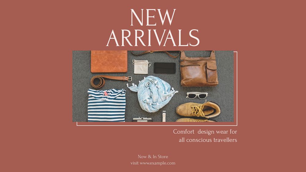 Travel wear new arrival blog banner template, editable design