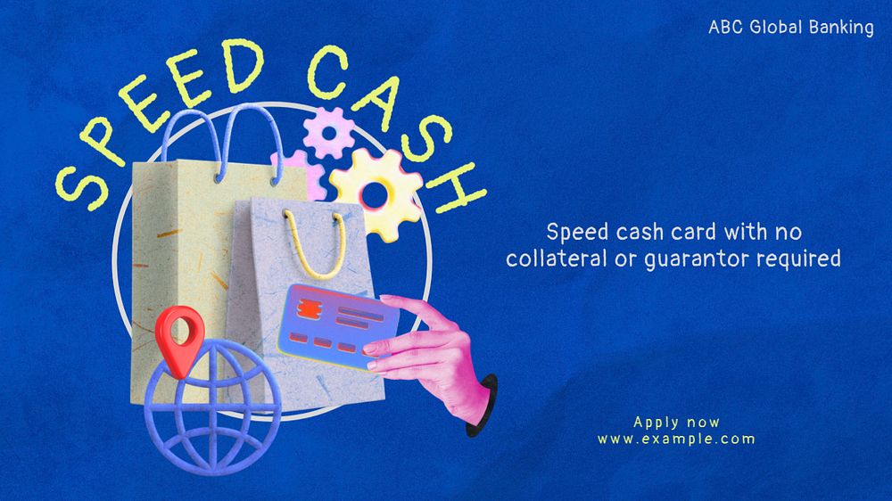 Speed cash blog banner template, editable text & design