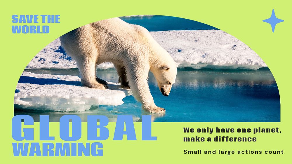 Global warming blog banner template, editable text & design