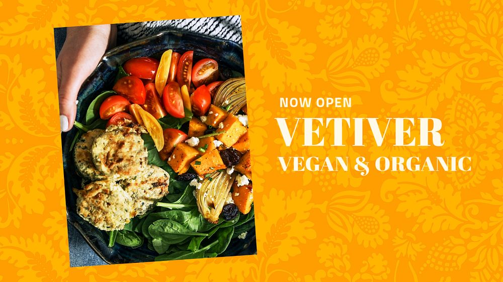 Vegan food blog banner template, editable text & design