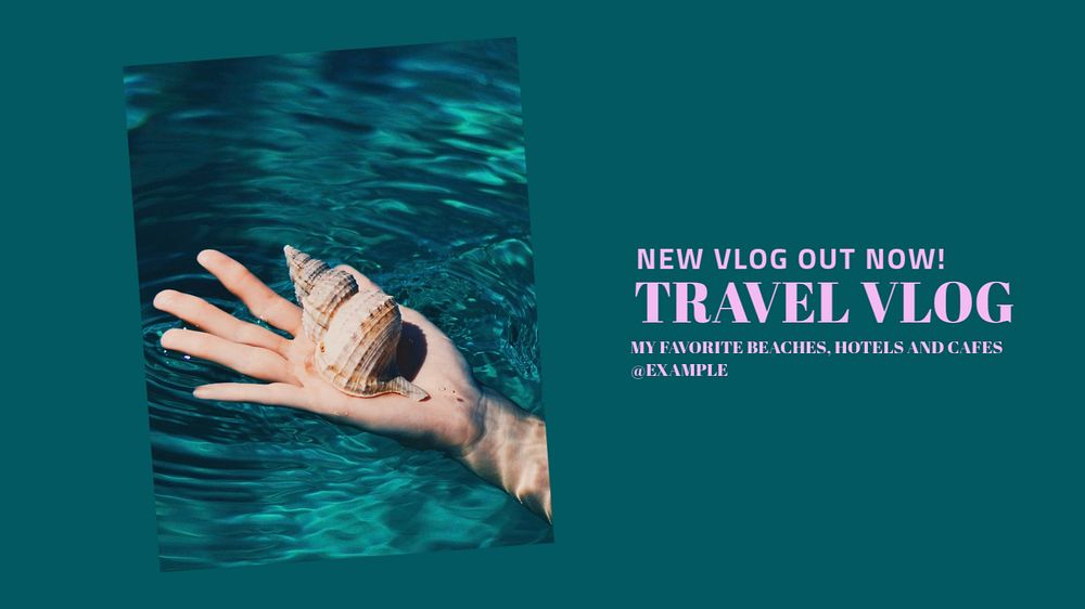 Travel vlog blog banner template, editable text & design