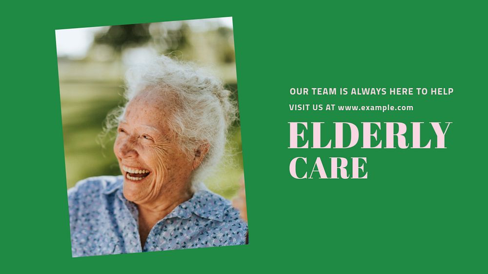 Elderly care blog banner template, editable text & design