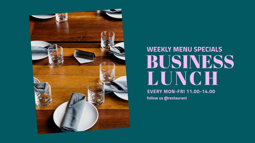 Business lunch blog banner template, editable text & design