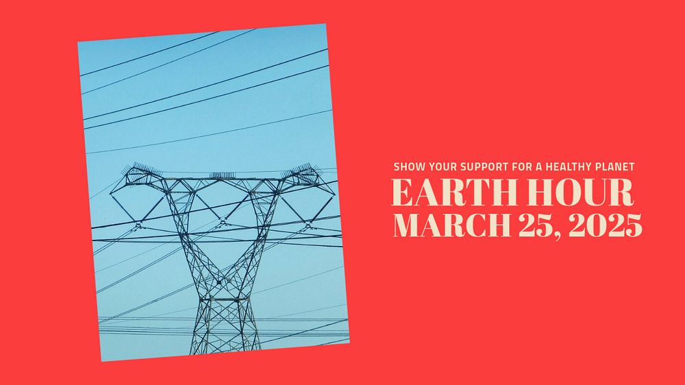 Earth hour blog banner template, editable text & design