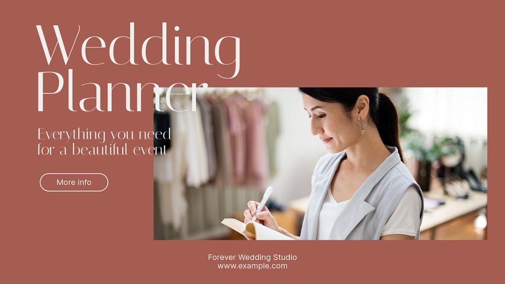 Wedding planner blog banner template, editable text