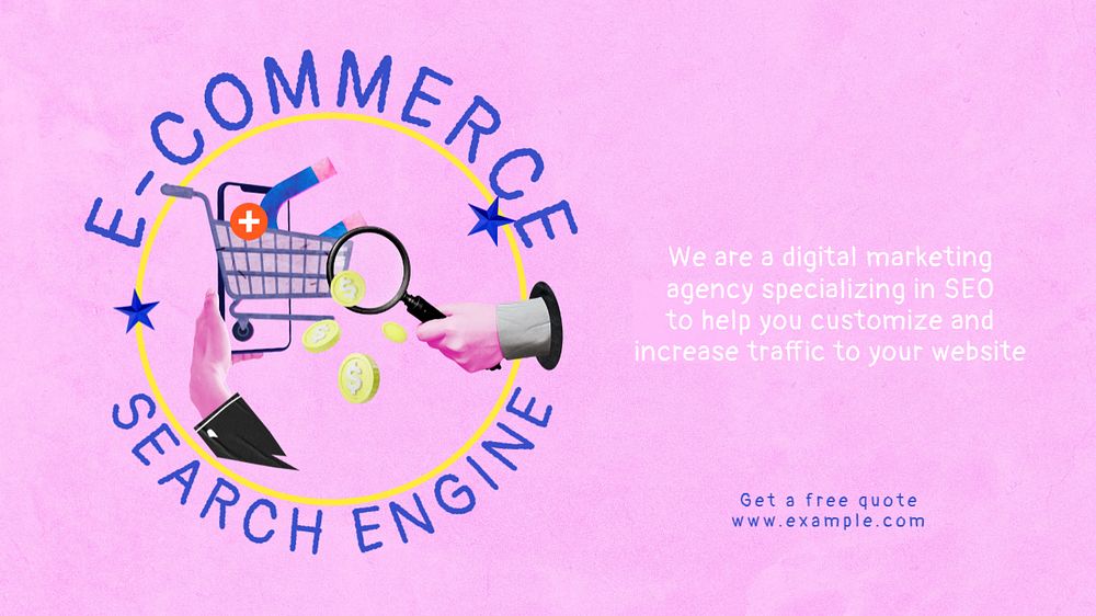 E-commerce search engine blog banner template, editable text & design