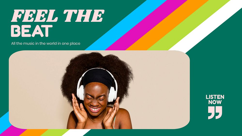 Feel the beats blog banner template, editable text & design