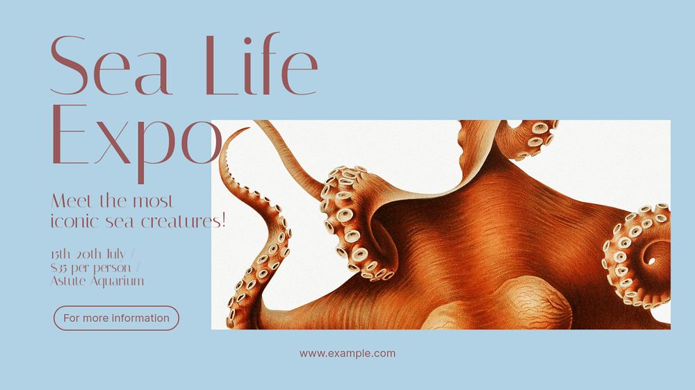 Sea life expo blog banner template, editable text