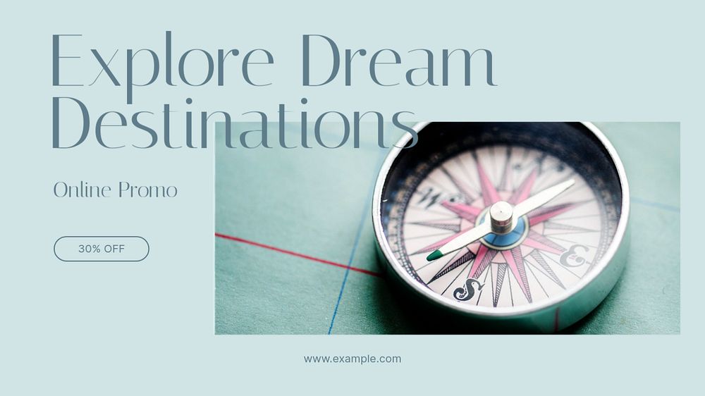 Dream destinations blog banner template, editable text