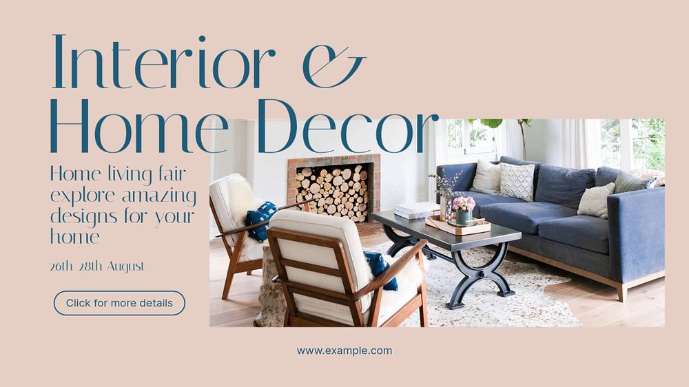 Home decor blog banner template, editable text