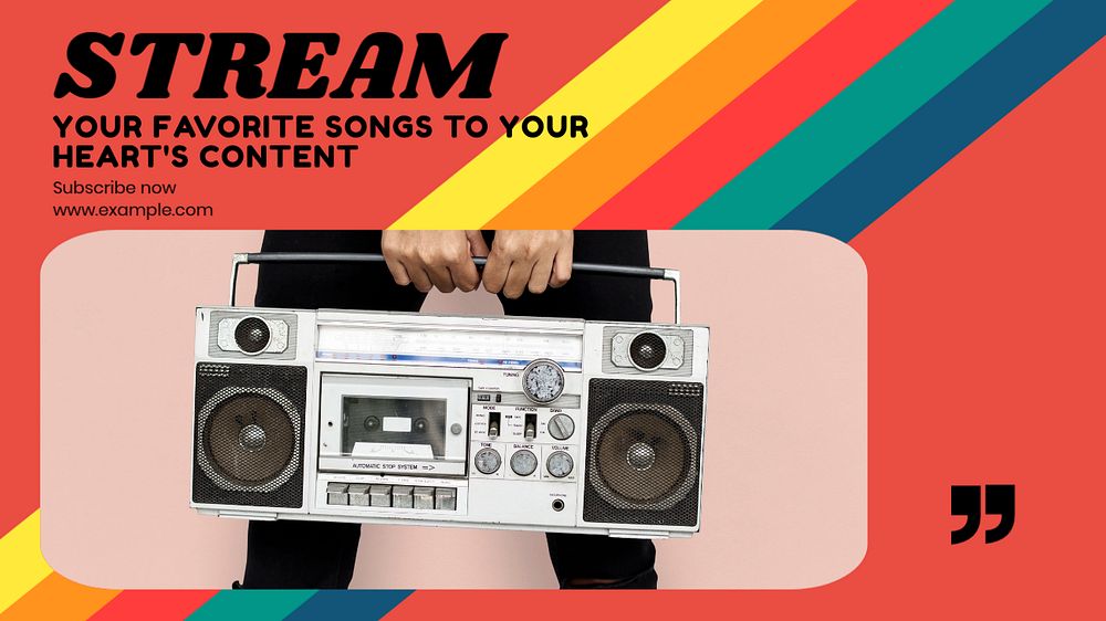 Stream music blog banner template, editable text & design