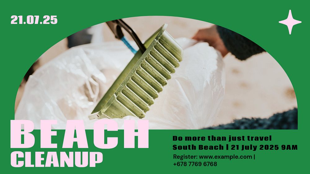 Beach cleanup blog banner template, editable text & design