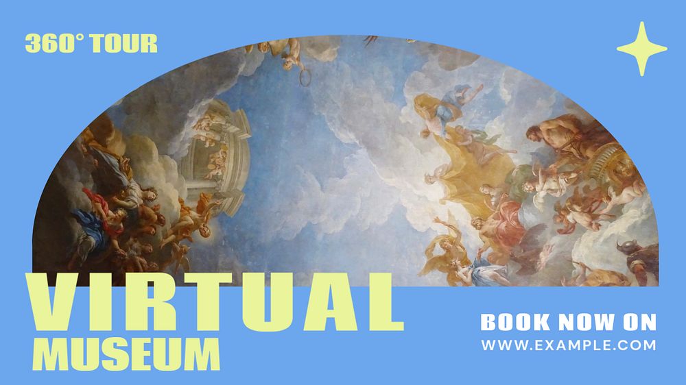 Virtual museum blog banner template, editable text & design