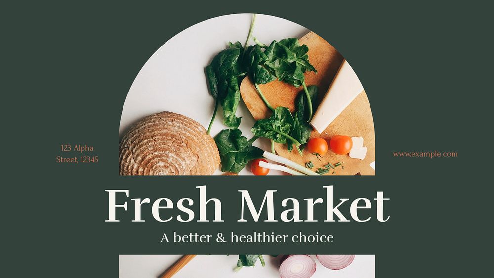 Organic fresh market blog banner template, editable text