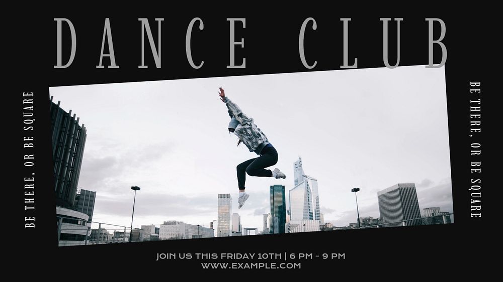 Dance club blog banner template, editable text & design