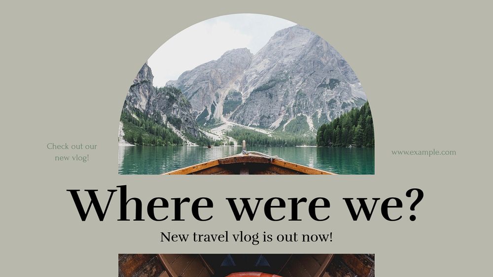 Travel vlog blog banner template, editable text